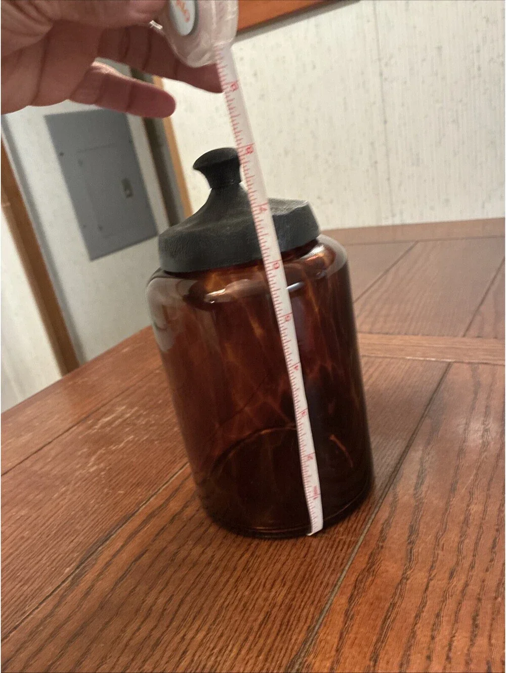 Tortoise Shell Apothecary Jar Glass Canister Metal Lid